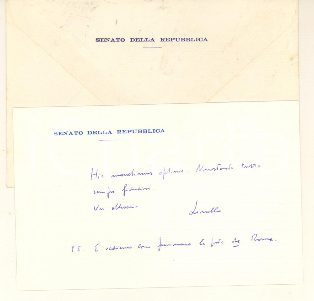 Autografo originale 1980 ca ROMA Biglietto Lionello PUPPI  Senato della Repubblica AUTOGRAFO 1