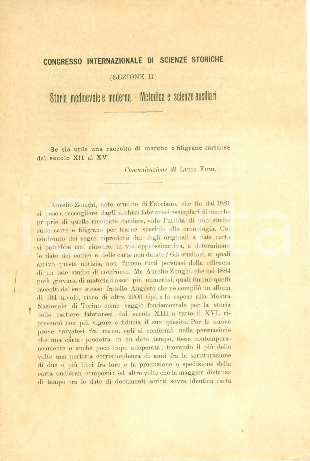 Documento originale, autentico 1903 ROMA Intervento Luigi FUMI al Congresso Internazionale Scienze Storiche 4 1