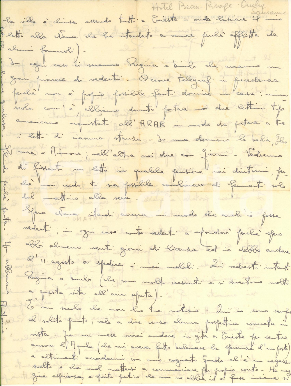 Autografo originale 1947 PIETRASANTA Comandante Antonio CORDERO DI MONTEZEMOLO in vacanza AUTOGRAFO 1