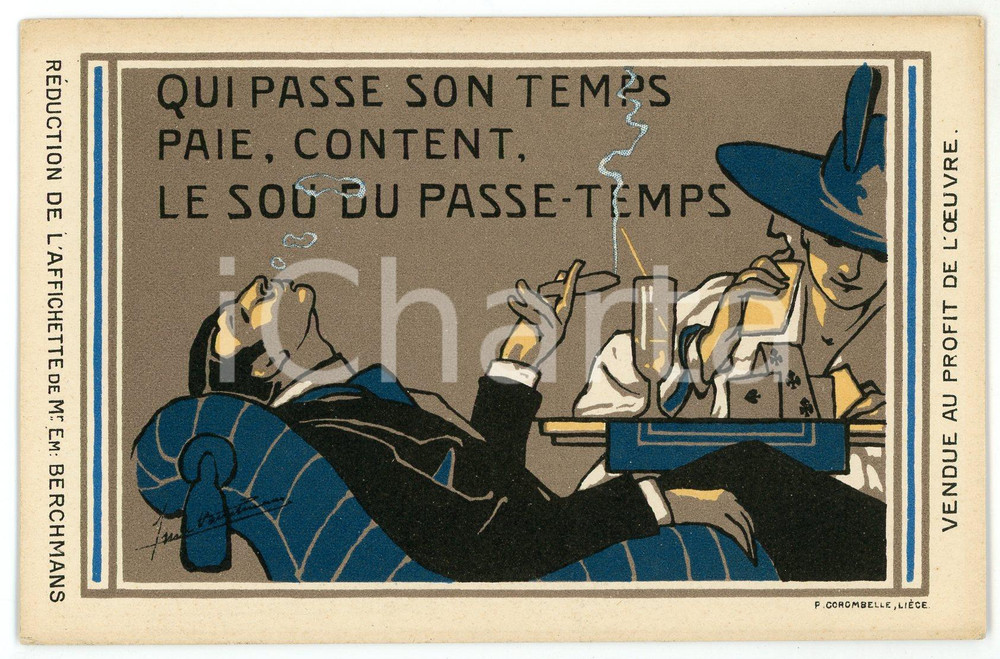1910 ca BRUXELLES Artist Emile BERCHMANS - Le sou du passe-temps *Postcard  Cartolina postale d'epoca, non viaggiata. GOOD/buono  Formato: FP originale e autentica 1