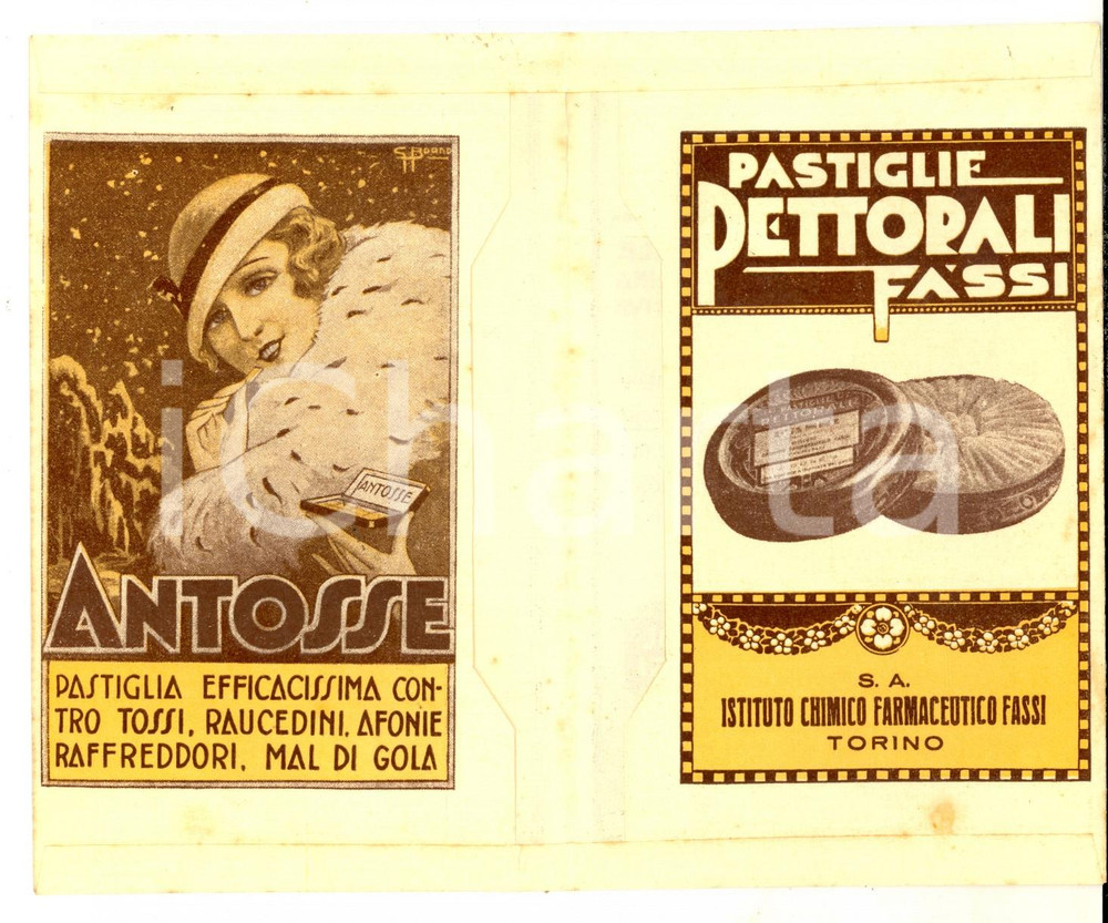 Materiale pubblicitario d’epoca 1915 ca TORINO Istituto FASSI Busta portanegativi UROLITOL ANTOSSE 9 1
