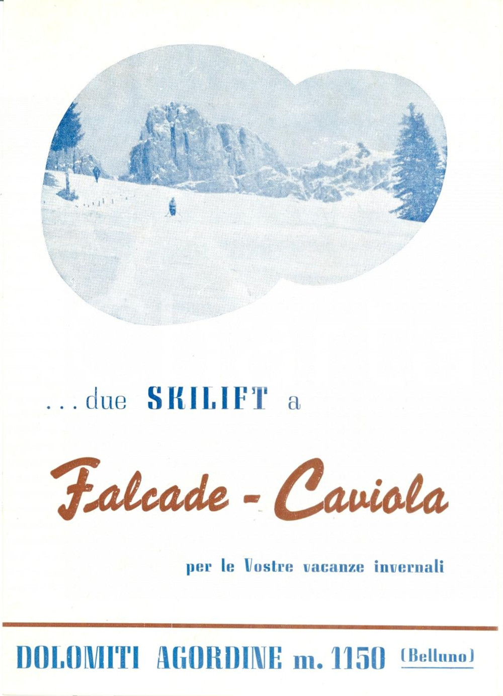 Materiale pubblicitario d’epoca 1956 FALCADE BL Skilift alberghi a FALCADE per Olimpiadi CORTINA Opuscolo 2 1