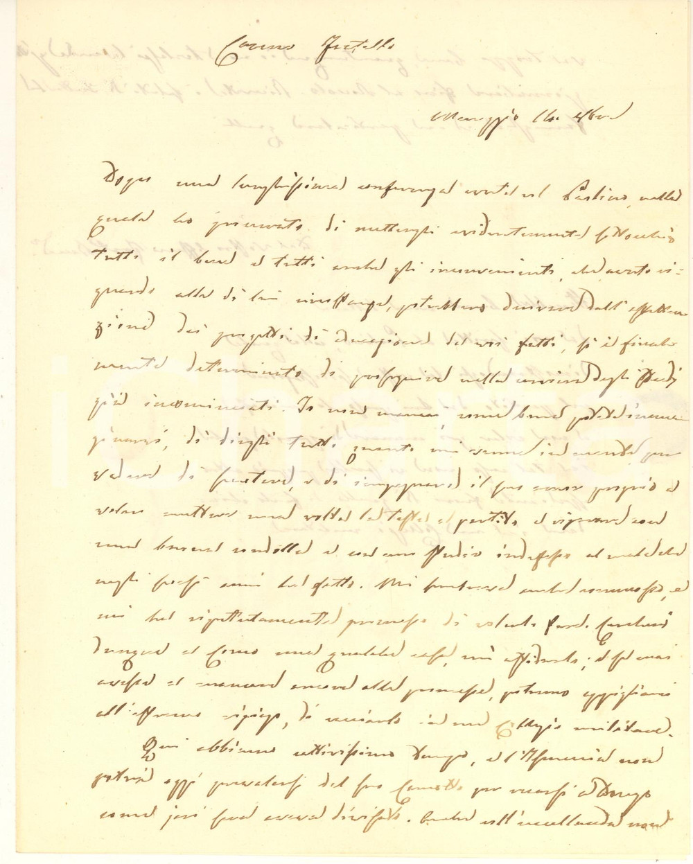 Autografo originale 1850 ca MENAGGIO Lettera Benedetto CASTELLI sul nipote indisciplinato Autografo 1