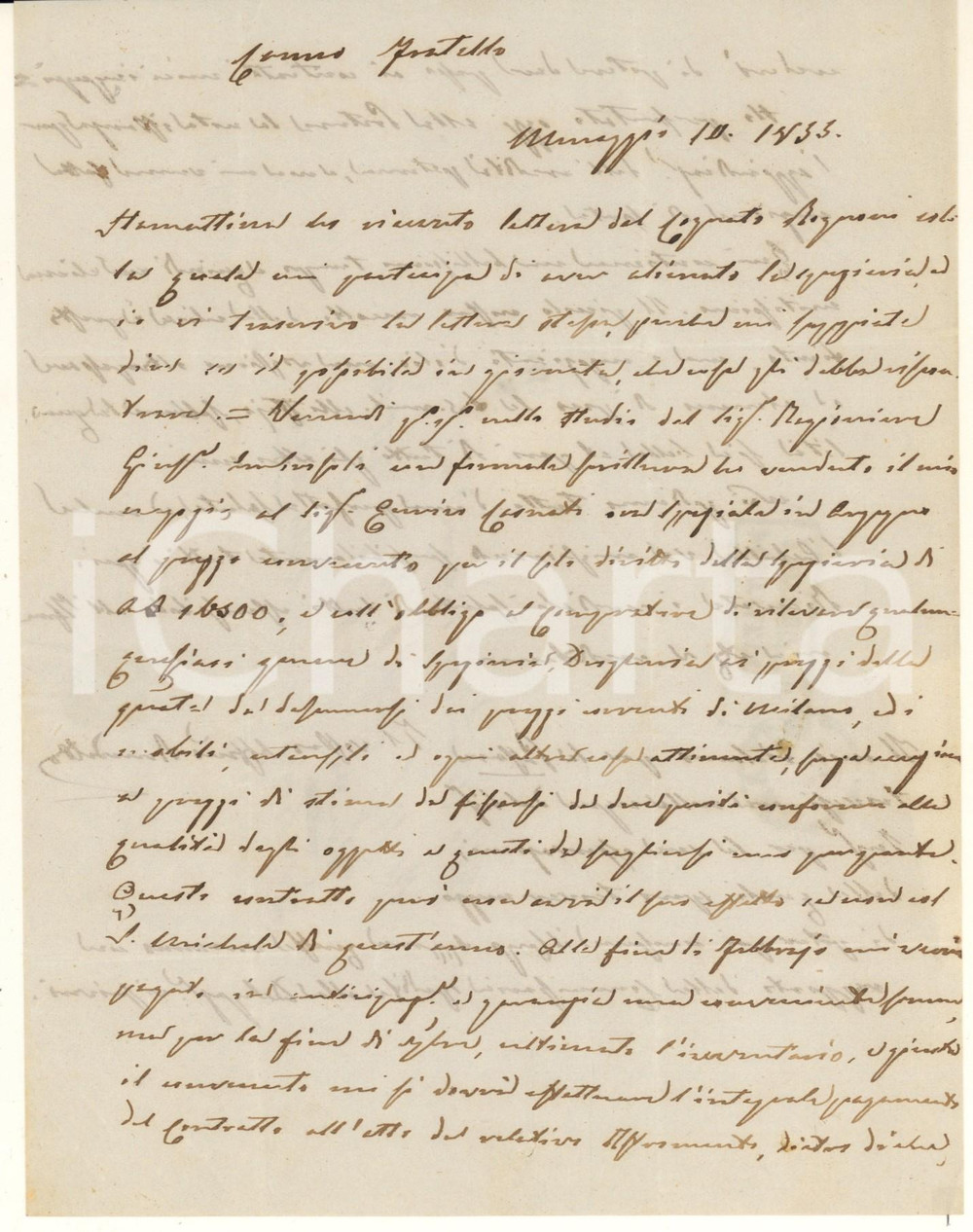 Autografo originale 1833 MENAGGIO Lettera Benedetto CASTELLI su vendita del cognato Autografo 1