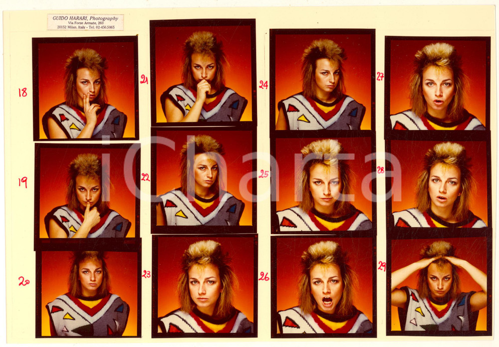 1980 ca MUSICA ITALIA - Gianna NANNINI - Ritratti *Foto 12 provini Fotografia originale, composta da 12 provini.FOTOGRAFO: Guido Harari - Milano GOOD/buono  Formato: 28x20 cm originale e autentica 1