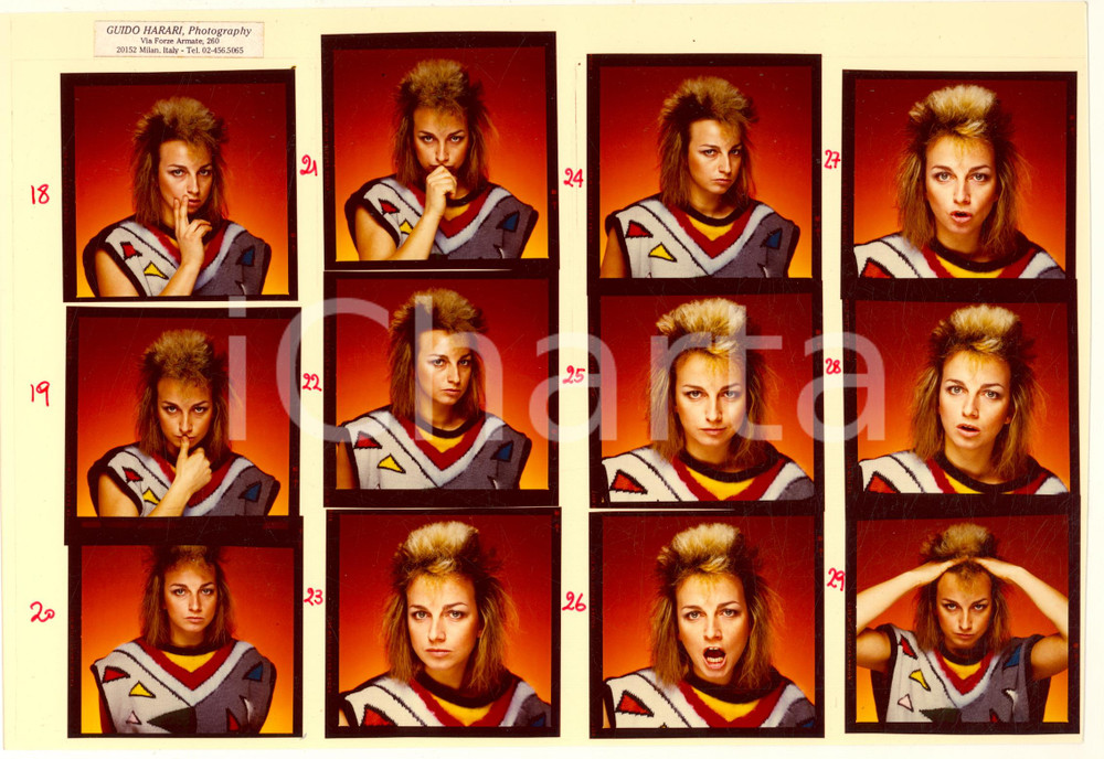 1980 ca MUSICA ITALIA - Gianna NANNINI - Ritratti *Foto 12 provini (2) Fotografia originale, composta da 12 provini.FOTOGRAFO: Guido Harari - Milano GOOD/buono  Formato: 28x20 cm originale e autentica 1