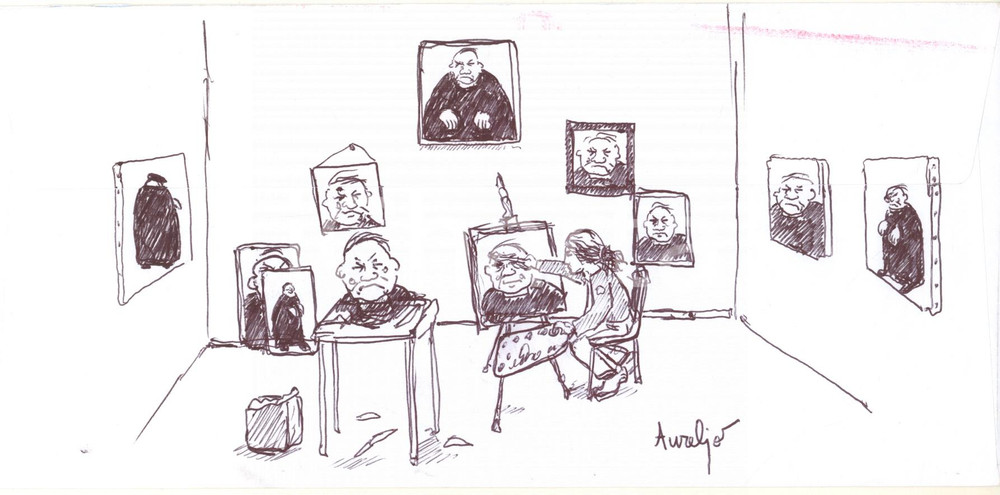 2007 BRESCIA Artista Aurelio FORNASARI - Don Luigi FOSSATI *Disegno su busta (1) Disegno originale, realizzato dall'artista bresciano Aurelio Fornasari sul retro di una busta della Fondazione Civiltà Bresciana, con firma autografa.Si tratta di una interpretazione personale e curiosa della figura del noto sacerdote bresciano don Luigi Fossati. GOOD/buono  Formato: 23x11 cm originale e autentica 1