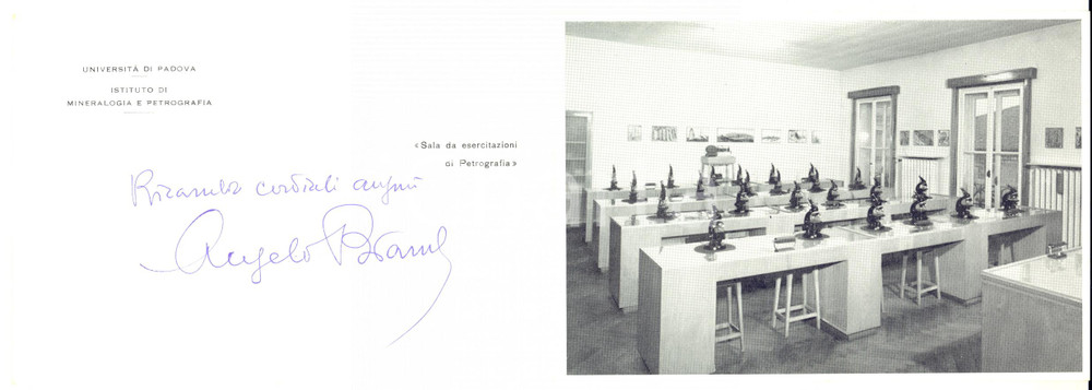 Autografo originale 1960 ca Università di PADOVA Biglietto prof. Angelo BIANCHI  AUTOGRAFO 1