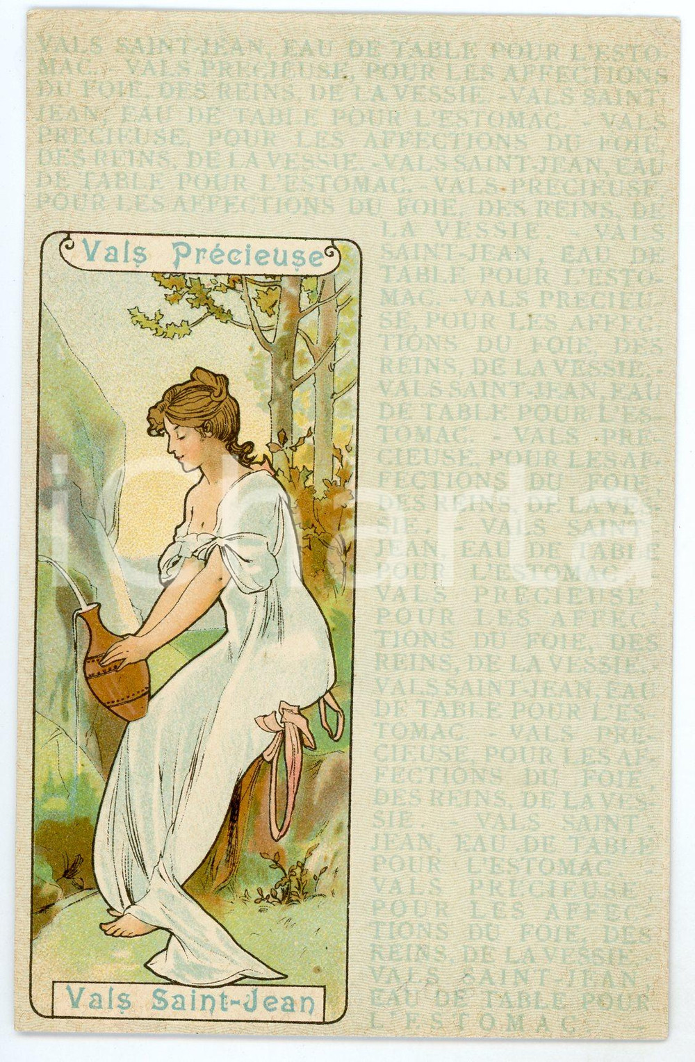 Cartolina originale da collezione 1900 ca ART NOUVEAU Eau de table Vals SAINTJEAN Vals Précieuse 2 Postcard 1