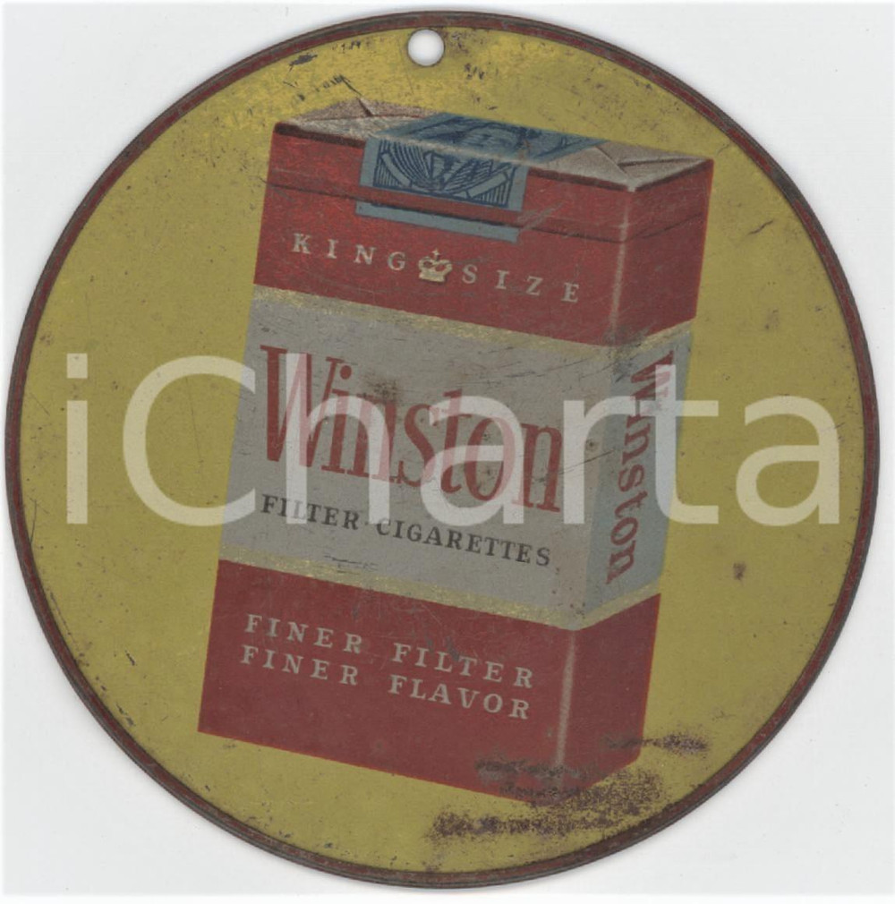 Materiale pubblicitario d’epoca 1910 ca  CAMEL  WINSTON  Cigarettes Piastrina pubblicitaria metallica 2 1