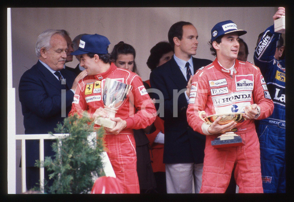 Fotografia d epoca originale 35mm vintage slide 1991 MONTECARLO Ayrton SENNA vince GP di MONACO 1