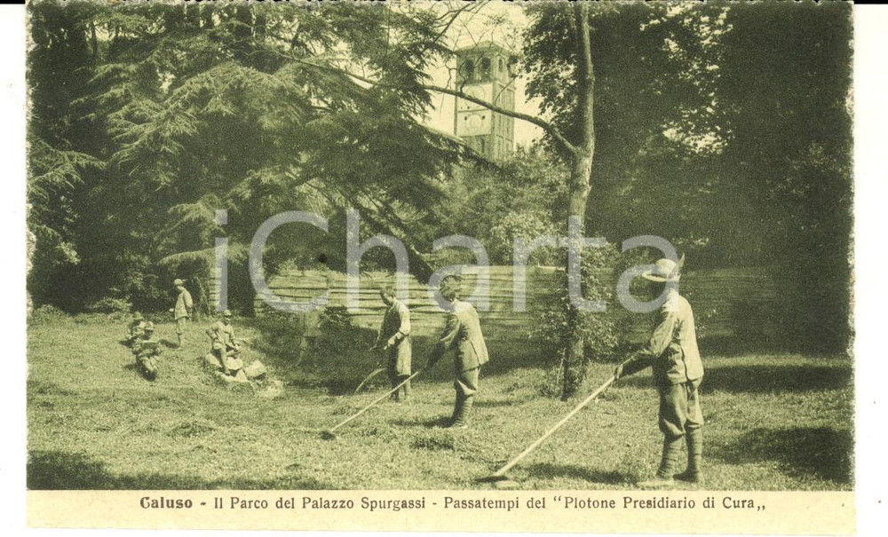 Cartolina originale da collezione 1917 CALUSO TO Palazzo SPURGASSI Plotone Presidiario di Cura Cartolina 2 1