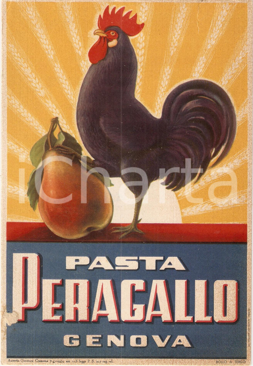 Materiale pubblicitario d’epoca 1949 GENOVA Pasta PERAGALLO Pannello pubblicitario ILLUSTRATO 4 1