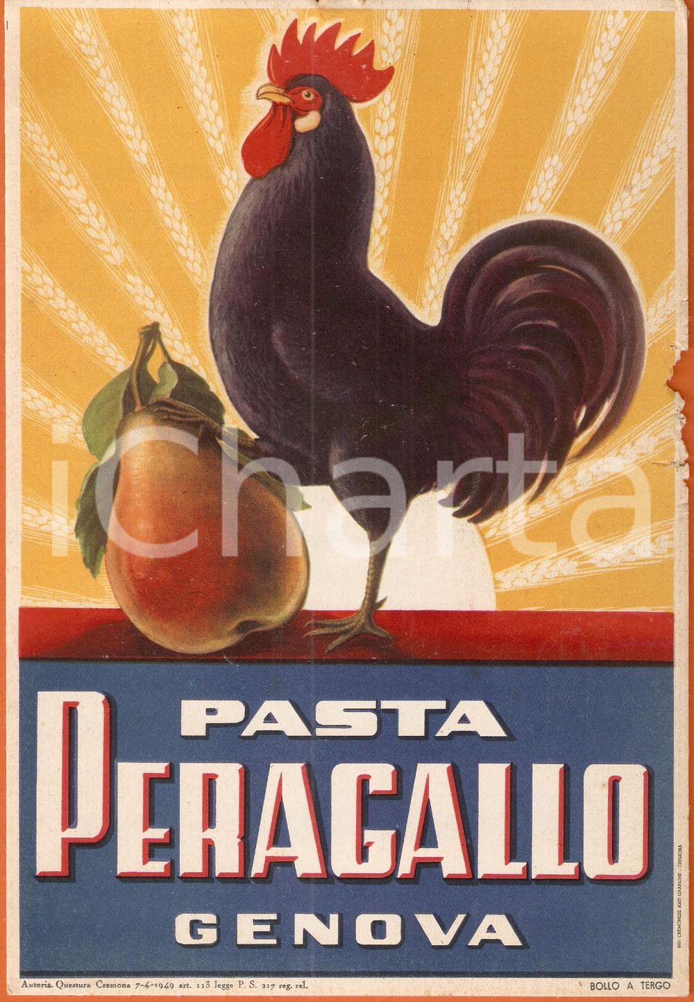 Materiale pubblicitario d’epoca 1949 GENOVA Pasta PERAGALLO Pannello pubblicitario ILLUSTRATO 5 1