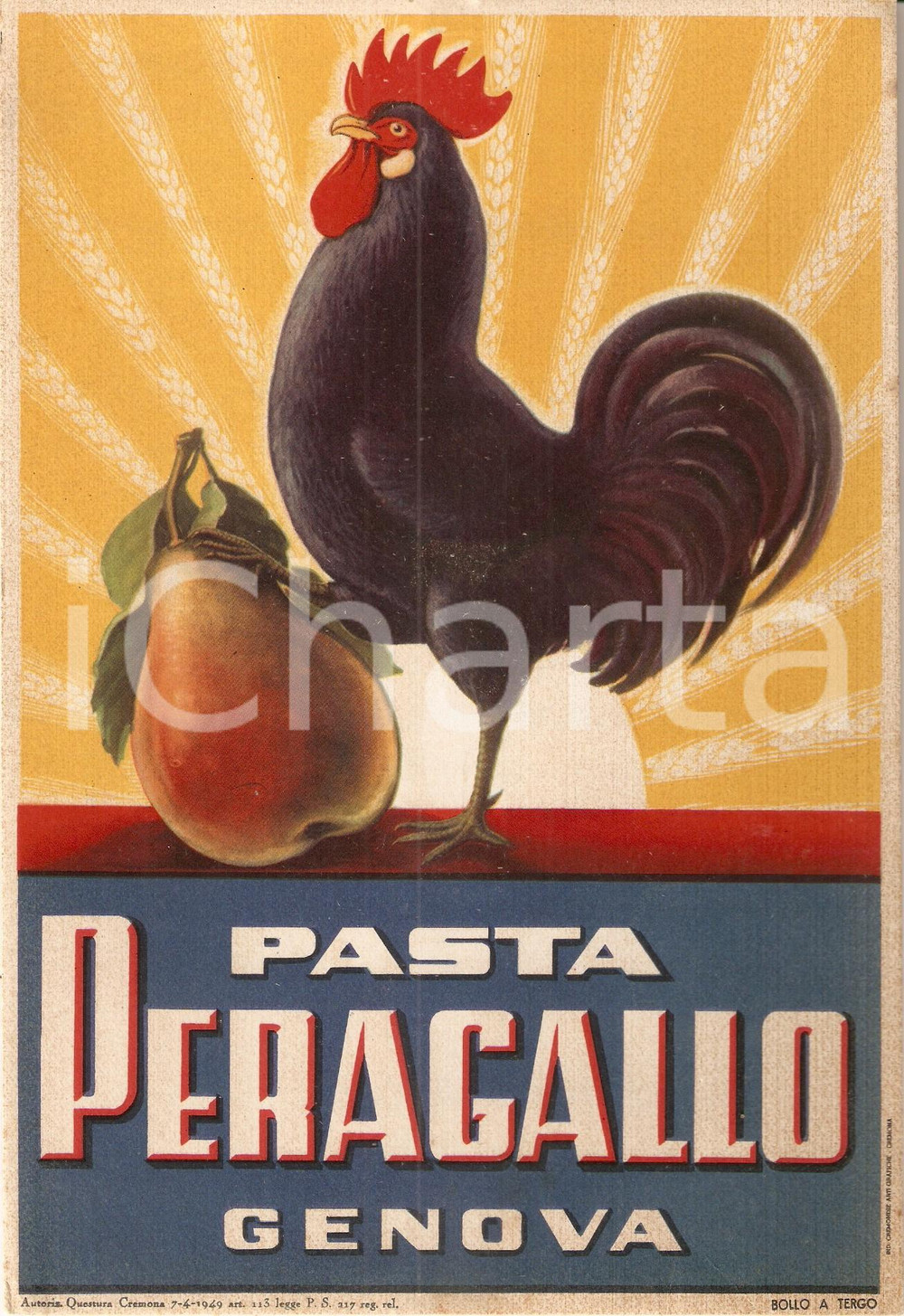 Materiale pubblicitario d’epoca 1949 GENOVA Pasta PERAGALLO Pannello pubblicitario ILLUSTRATO 3 1