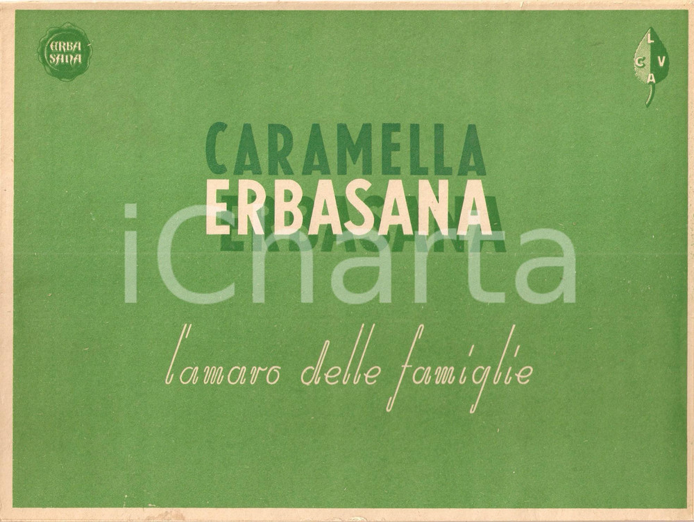Materiale pubblicitario d’epoca 1955 ca CARAMELLA ERBASANA Amaro delle famiglie Pannello pubblicitario 2 1