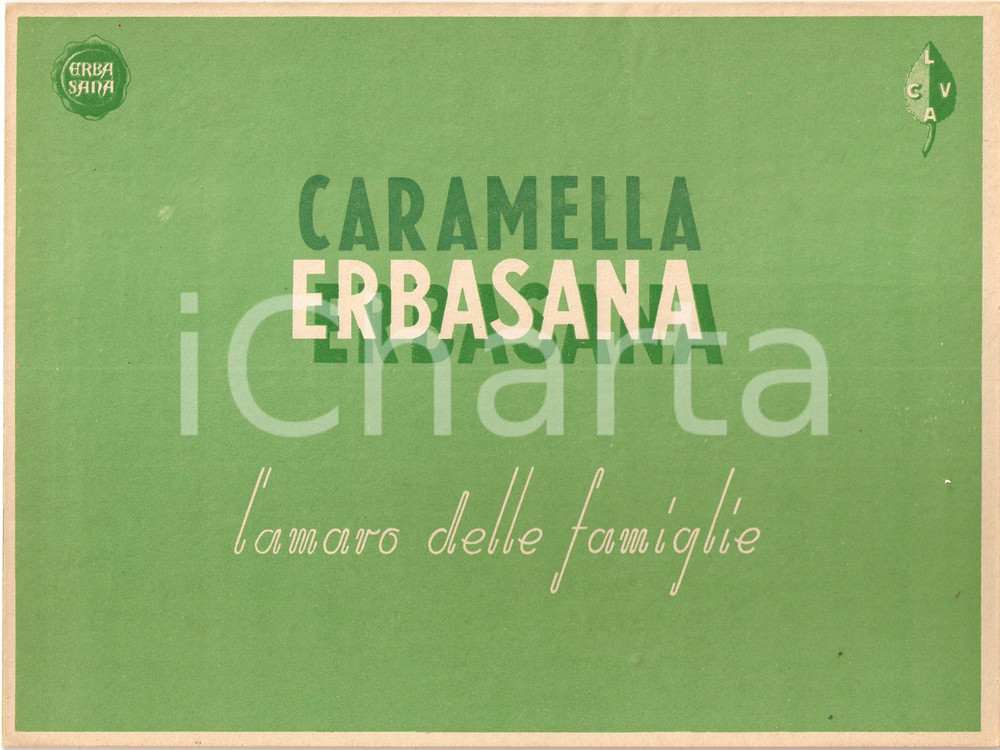 Materiale pubblicitario d’epoca 1955 ca CARAMELLA ERBASANA Amaro delle famiglie Pannello pubblicitario 3 1