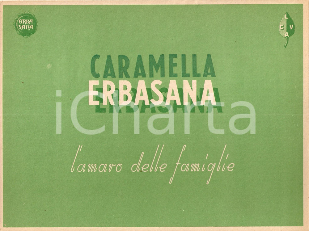 Materiale pubblicitario d’epoca 1955 ca CARAMELLA ERBASANA Amaro delle famiglie Pannello pubblicitario 6 1