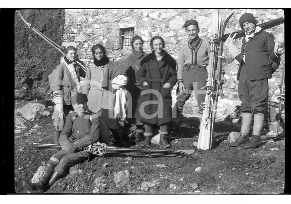 Fotografia d epoca originale 1923 CAPANNA GRASSI TN Gruppo escursionisti 1 NEGATIVO FOTOGRAFICO 1