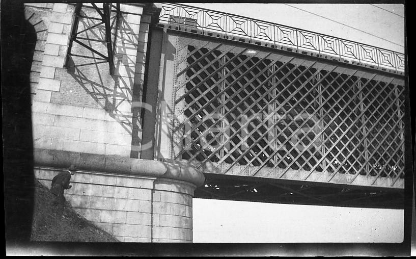 Fotografia d epoca originale 1925 PAVIA Ponte Ferroviario sul PO per Voghera NEGATIVO ORIGINALE 1