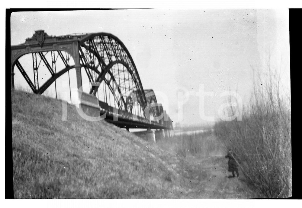 Fotografia d epoca originale 1925 PAVIA Ponte della Gerola sul PO sulla SP 206 4 NEGATIVO FOTOGRAFICO 1