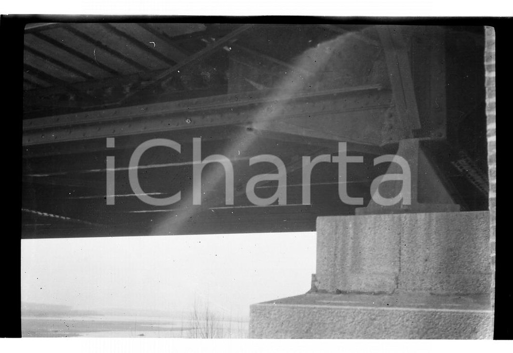 Fotografia d epoca originale 1925 PAVIA Ponte della Gerola sul PO sulla SP 206 2 NEGATIVO ORIGINALE 1