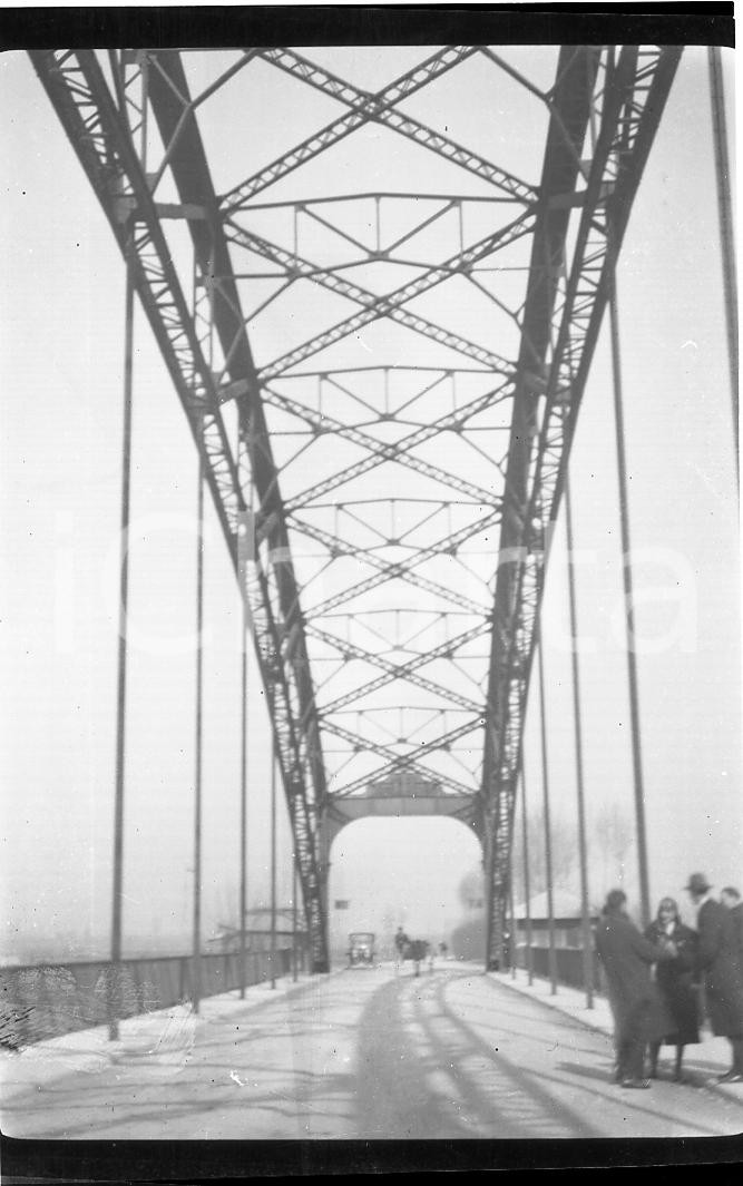 Fotografia d epoca originale 1925 PAVIA Ponte della Gerola sul PO sulla SP 206 NEGATIVO ORIGINALE 1