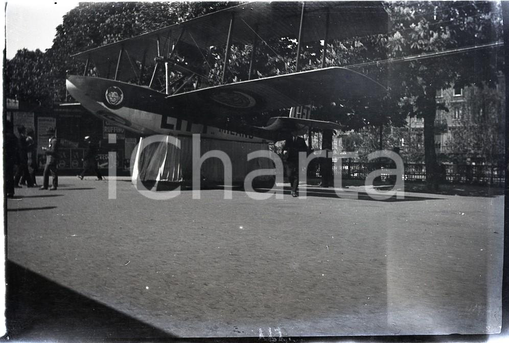 Fotografia d epoca originale 1920ca MILANO FIERA Esposizione Idrovolante Siai Marchetti NEGATIVO ORIGINALE 1
