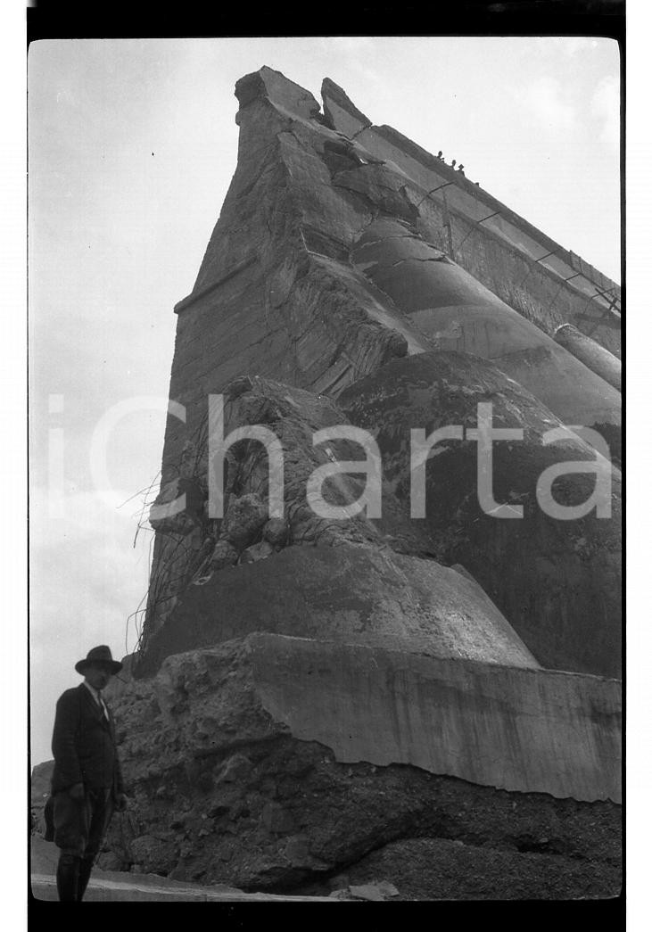 Fotografia d epoca originale 1924 GLENO BG Ruderi della diga dopo il cedimento 1 NEGATIVO FOROGRAFICO 1