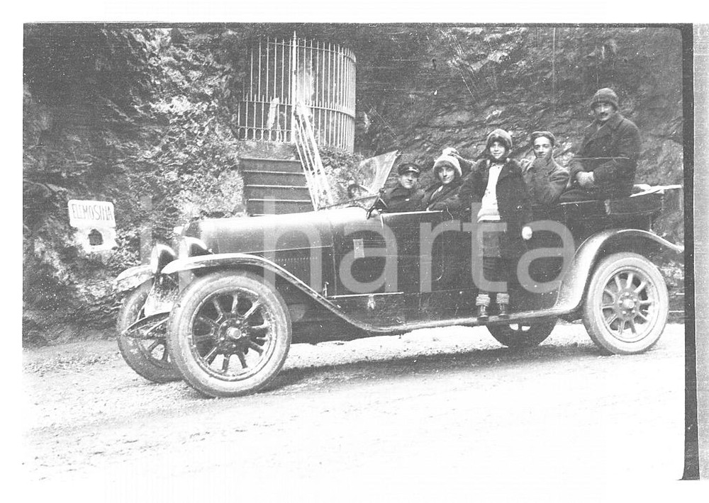 Fotografia d epoca originale 1924 OLTRE IL COLLE BG In Torpedo NEGATIVO ORIGINALE 1