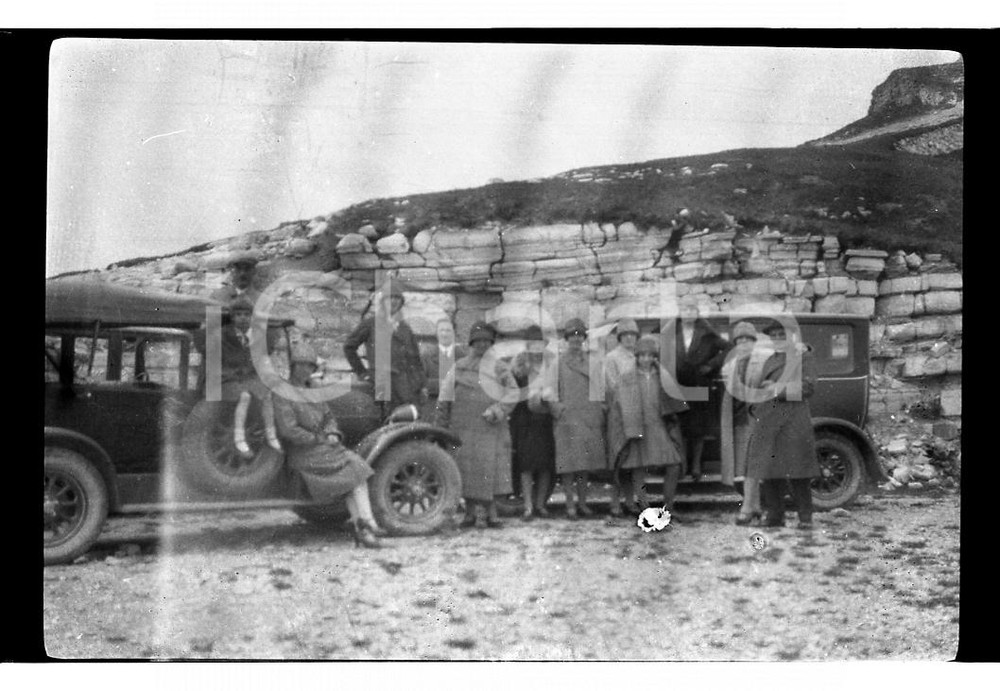 Fotografia d epoca originale 1927 BISBINO CO Gita in entroterra del lago con auto NEGATIVO ORIGINALE 1