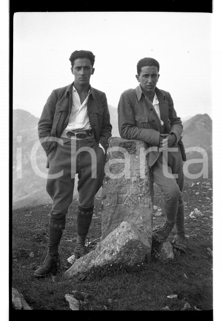 Fotografia d epoca originale 1921 PIZZO TRE SIGNORI BG Cippo di confine Stato NEGATIVO ORIGINALE 1