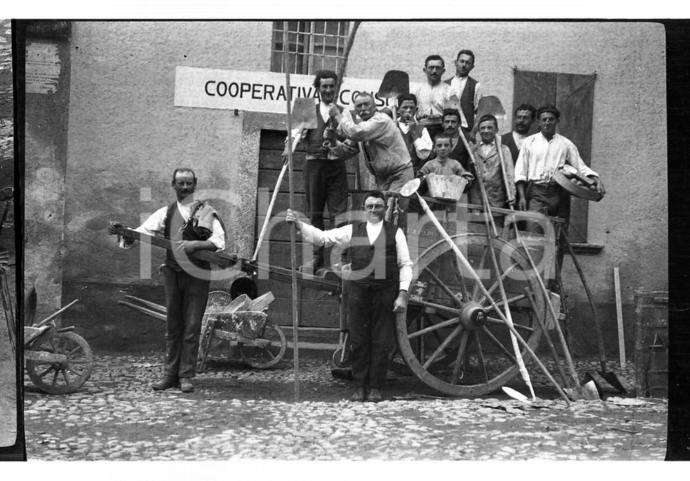 Fotografia d epoca originale 1921 AREA VERBANIA Cooperativa di consumo 2 NEGATIVO ORIGINALE 1