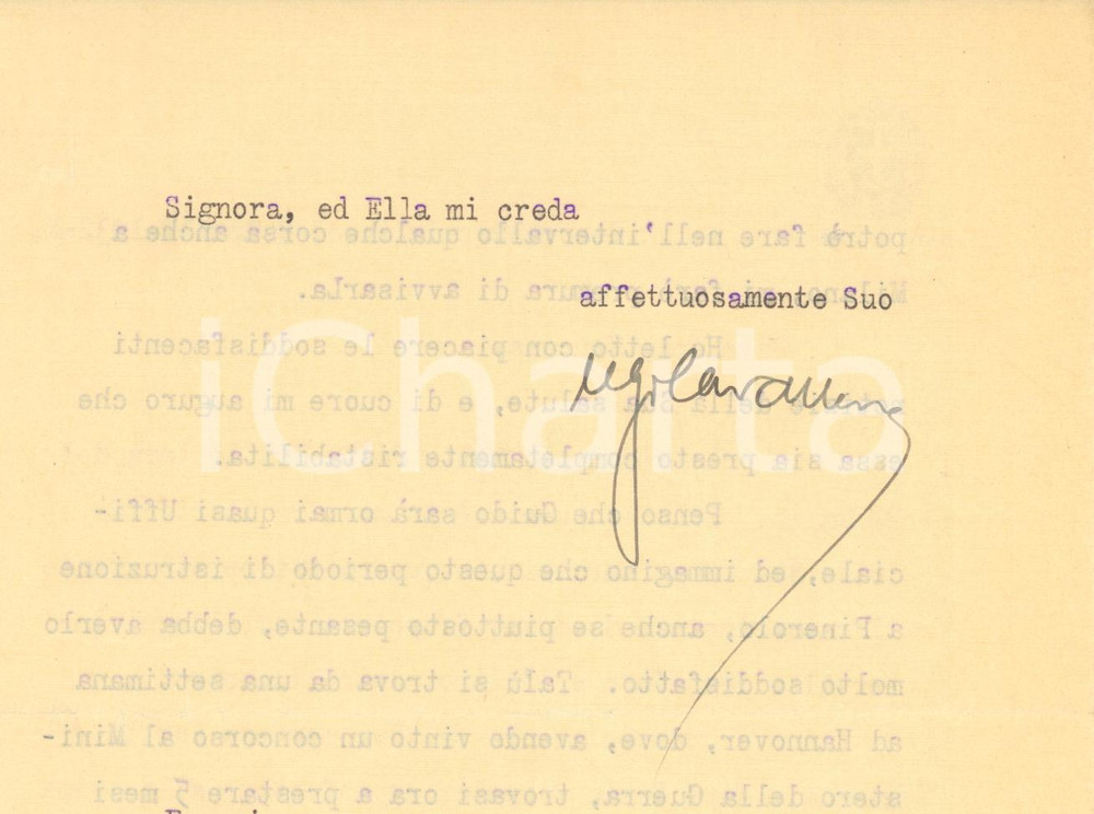 Autografo originale 1932 GENOVA Lettera Ugo CAVALLERO in partenza per Ginevra AUTOGRAFO 1
