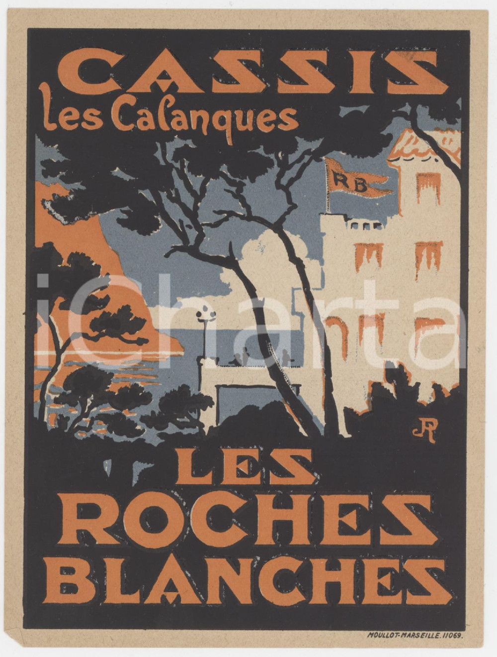 1910 ca CASSIS - LES CALANQUES Les roches blanches - Etichetta 10x14 (1) Etichetta d'epoca. GOOD/buono  Formato: 10x14 originale e autentica 1