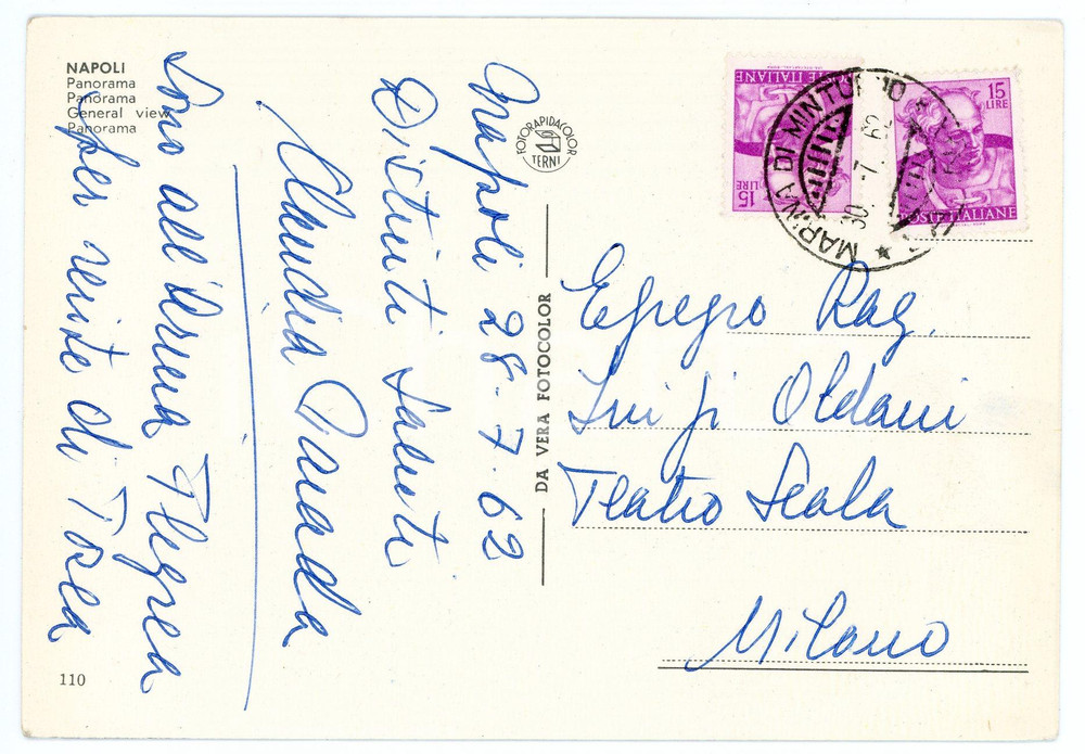 Autografo originale 1961 ANCONA Maestro collaboratore Enrico PIAZZA  Cartolina AUTOGRAFO FG VG 1