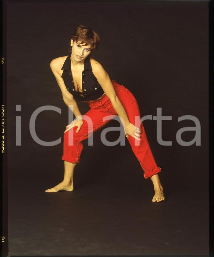 Fotografia d epoca originale 1993 COSTUME Stefania MONTORSI Photoshoot 7 DIAPOSITIVA ORIGINALE 1