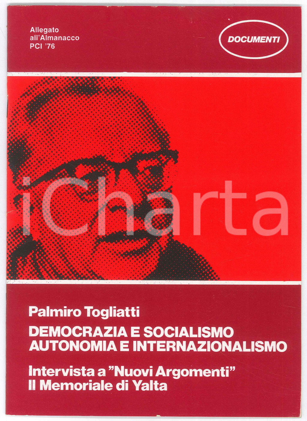 Libro, pubblicazione d epoca 1976 PCI Palmiro TOGLIATTI Democrazia e Socialismo  Intervista 1
