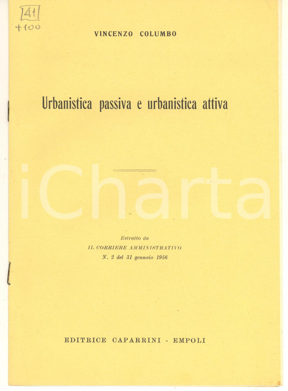Libro, pubblicazione d epoca 1956 Vincenzo COLUMBO Urbanistica passiva e urbanistica attiva 1 1