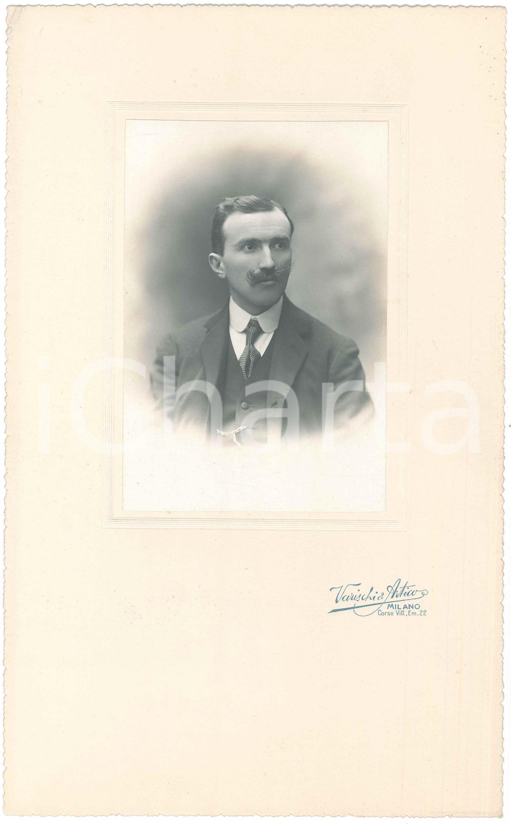 Fotografia d epoca originale 1915 ca MILANO Ritratto maschile  Busto Foto VARISCHI & ARTICO 18x30 2 1