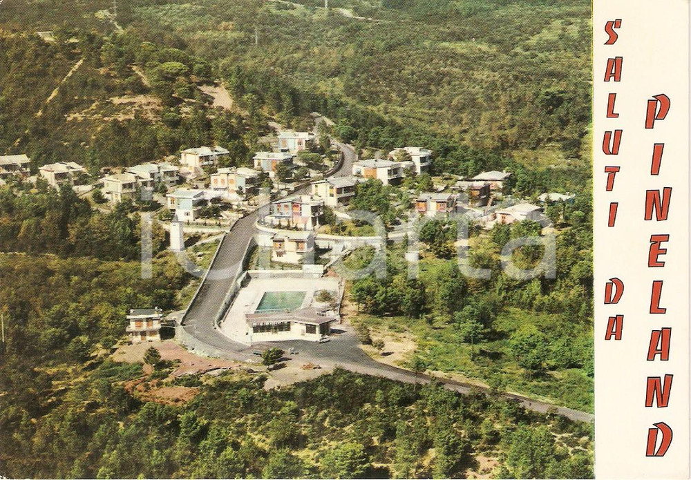 Cartolina originale da collezione 1969 BORGHETTO SANTO SPIRITO SV Villaggio PINELAND Veduta aerea Cartolina 1