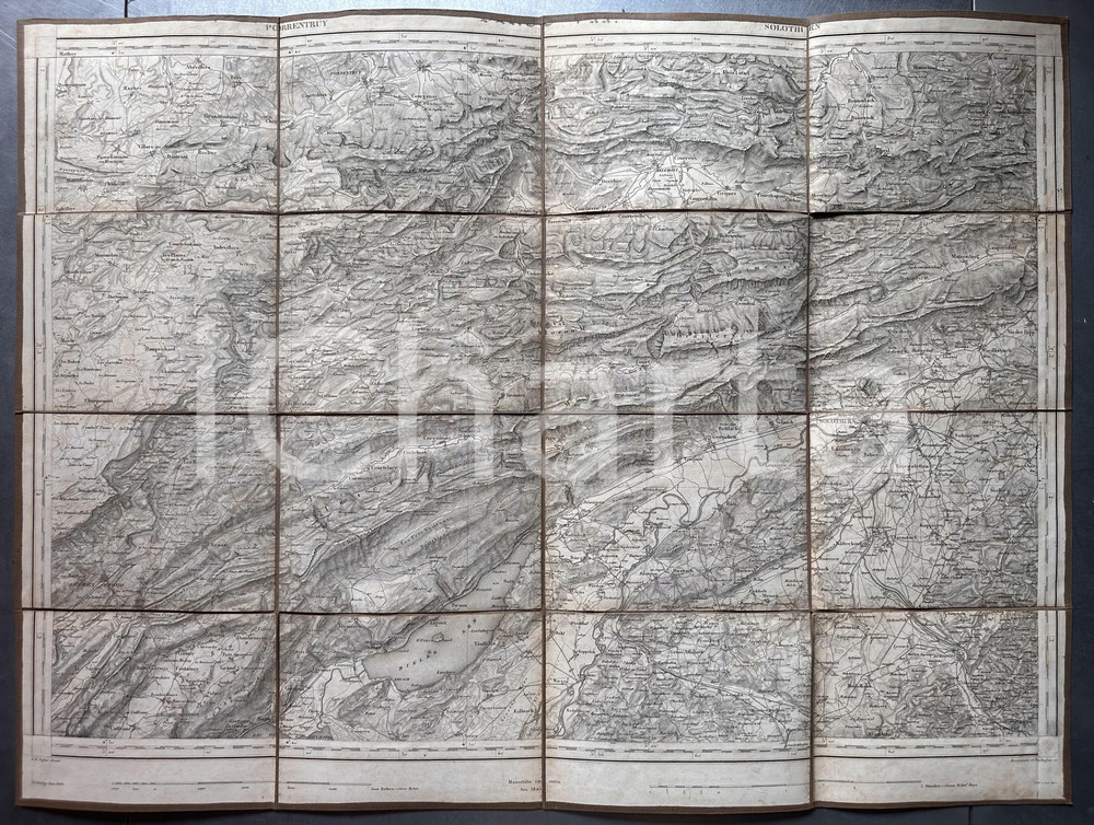 1868 DUFOUR Carte SUISSE PORRENTRUY - SOLOTHURN ^Mappa n° 7 75x55 cm  Mappa originale d'epoca, montata su tela.  GOOD/buono  Formato: 75x55 cm originale e autentica 1