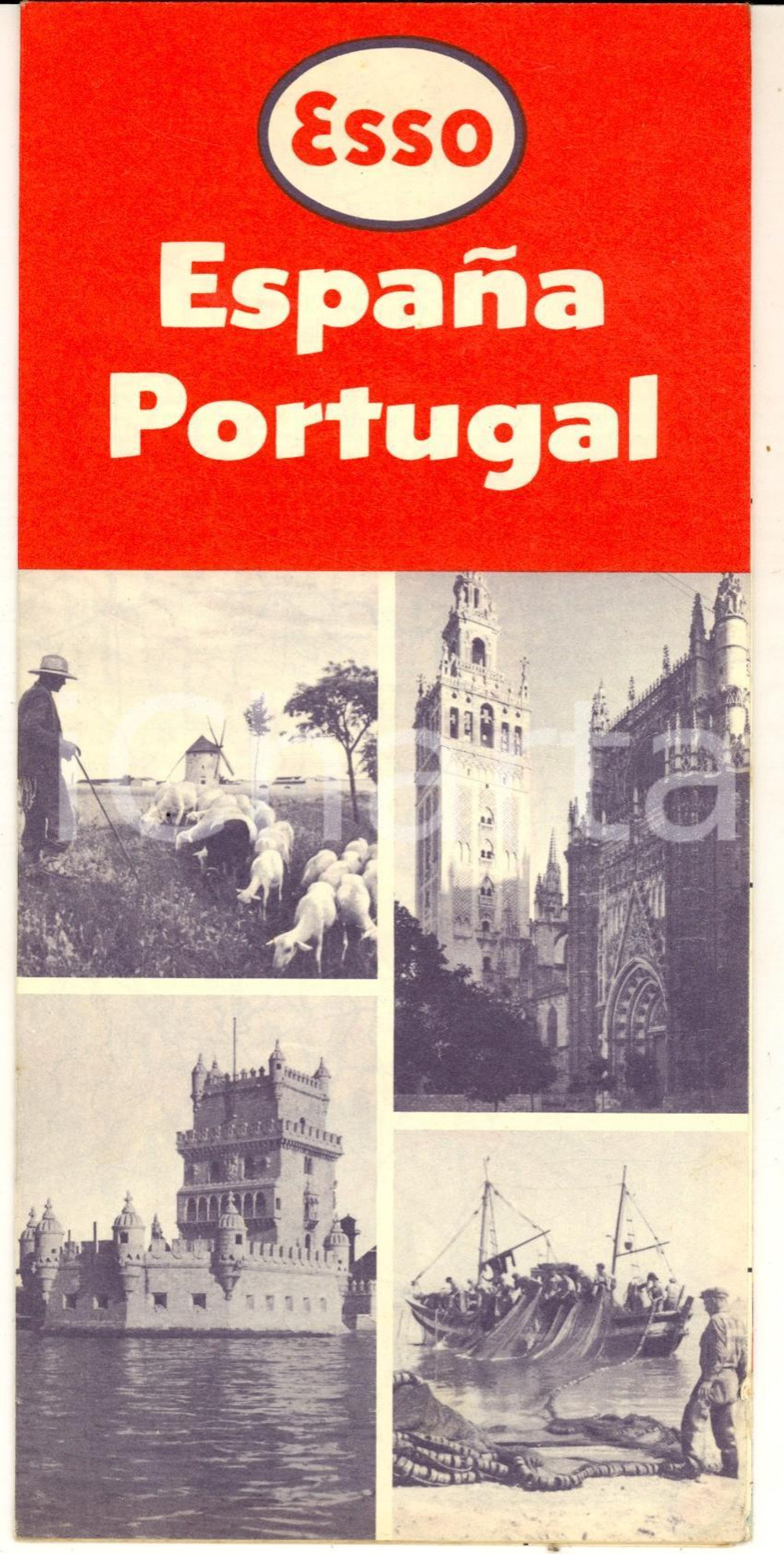1956 ESPANA / PORTUGAL - Pieghevole illustrato ESSO con mappa *VINTAGE  Pieghevole turistico d'epoca, illustrato. GOOD/buono   originale e autentica 1