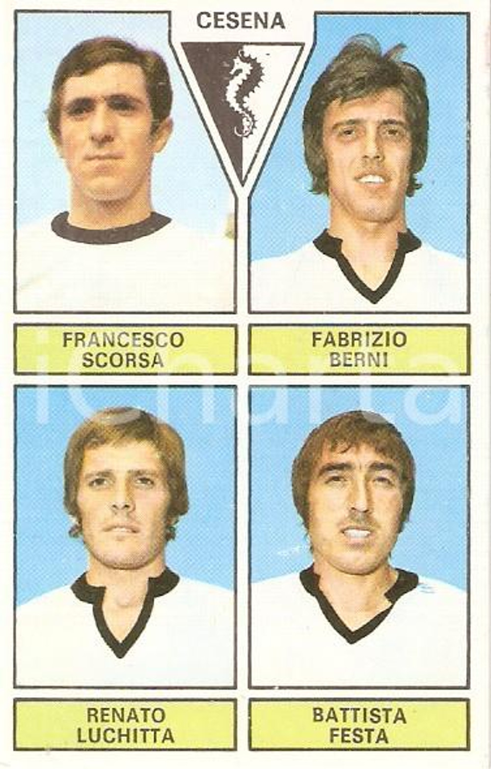 Oggetto da collezione cartaceo PANINI CALCIATORI 1971  1972 Figurina CESENA Scorsa Berni Luchitta Festa 2 1