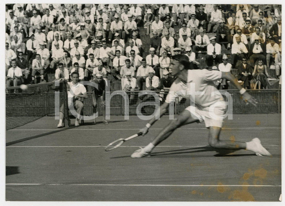 Fotografia d epoca originale 1960 TORINO Coppa Davis ItaliaCile  Orlando SIROLA vs Patricio RODRIGUEZ 1