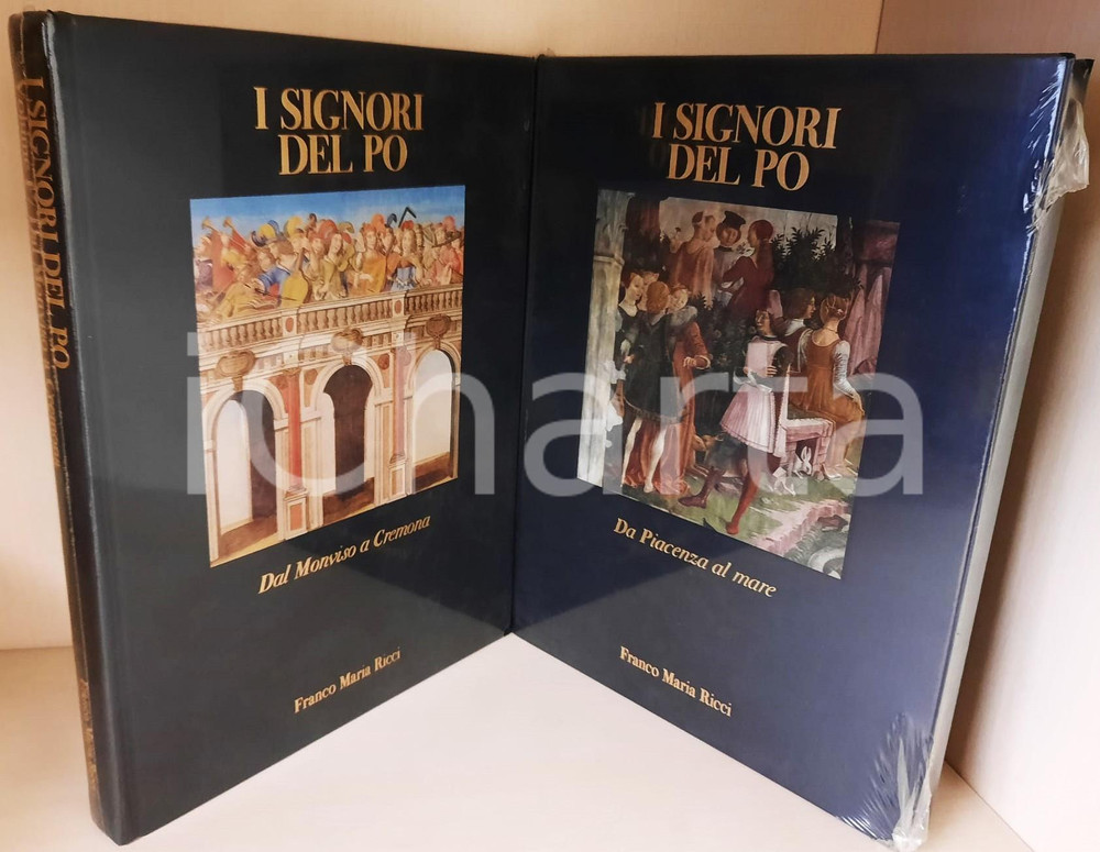 2002 I Signori del Po - FMR Franco Maria Ricci Editore 2 voll. Legatura editoriale in seta nera con illustrazione applicata. In 2 volumi, intonsi con cellophane originale.Titoli: "Dal Monviso a Cremona" e "Da Piacenza al mare".PAGINE: 252 + 268EDITORE: Franco Maria Ricci Editore GOOD/buono  Formato: 23x31 cm originale e autentica 1