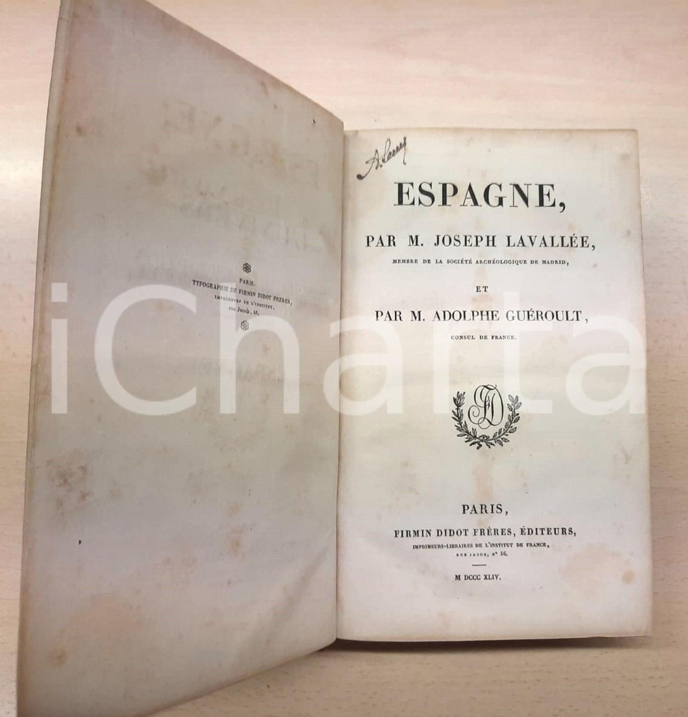 Libro, pubblicazione d epoca 1844 Joseph LAVALLEE Adolphe GUEROULT  Espagne  Ed. Firmin Didot 1