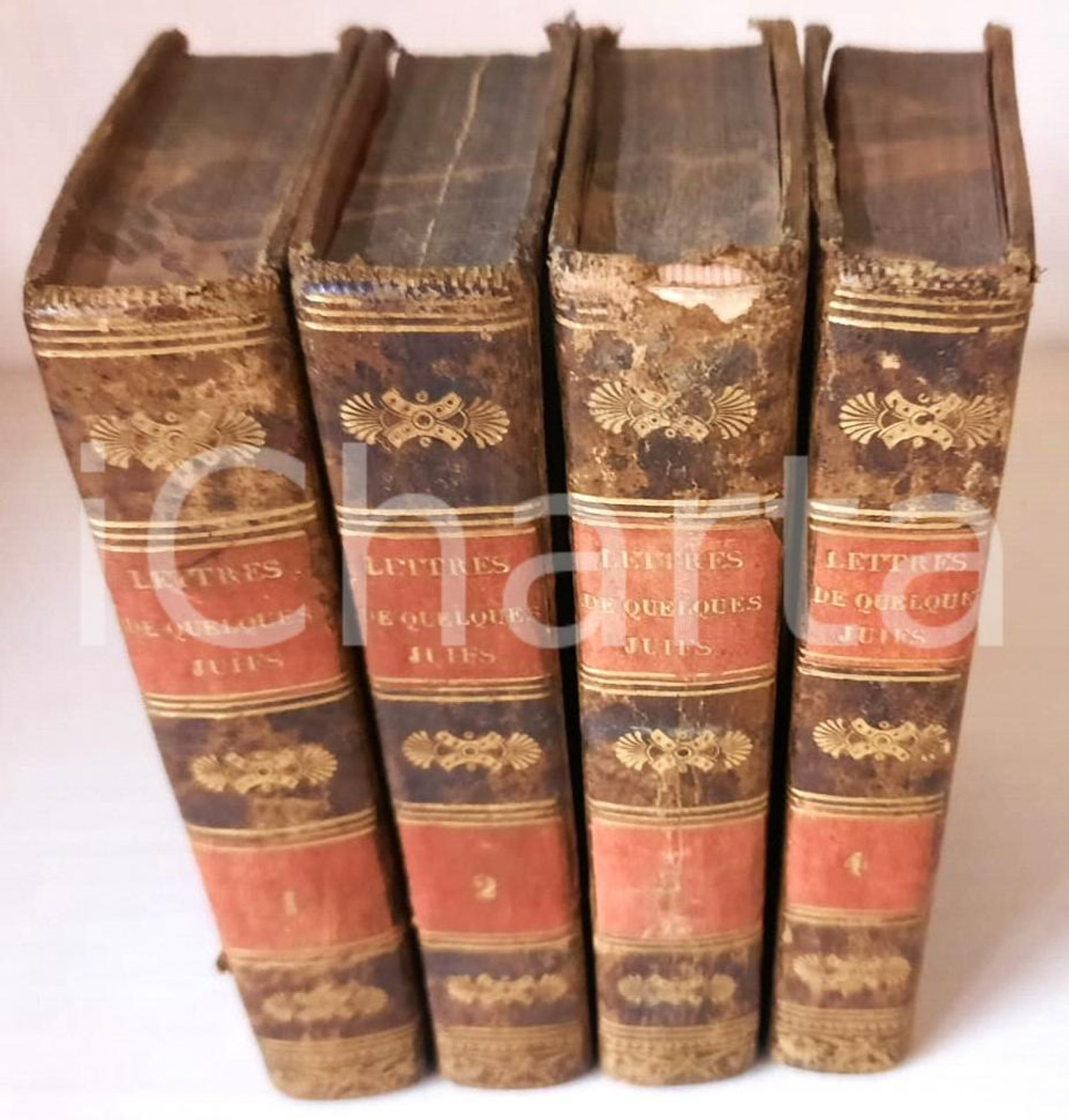 Libro, pubblicazione d epoca 1826 Abbé GUENEE Lettres de quelques juifs allemands à M. De Voltaire 4 tomi 1