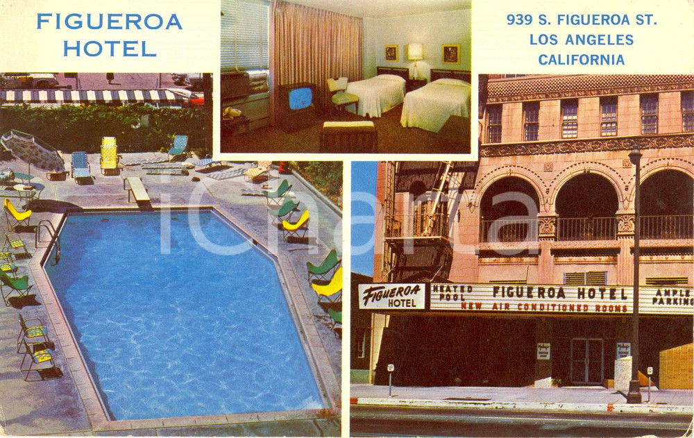 Cartolina originale da collezione 1970 ca LOS ANGELES (USA) Vedutine dell'Hotel FIGUEROA * Cartolina FP NV (2) 1