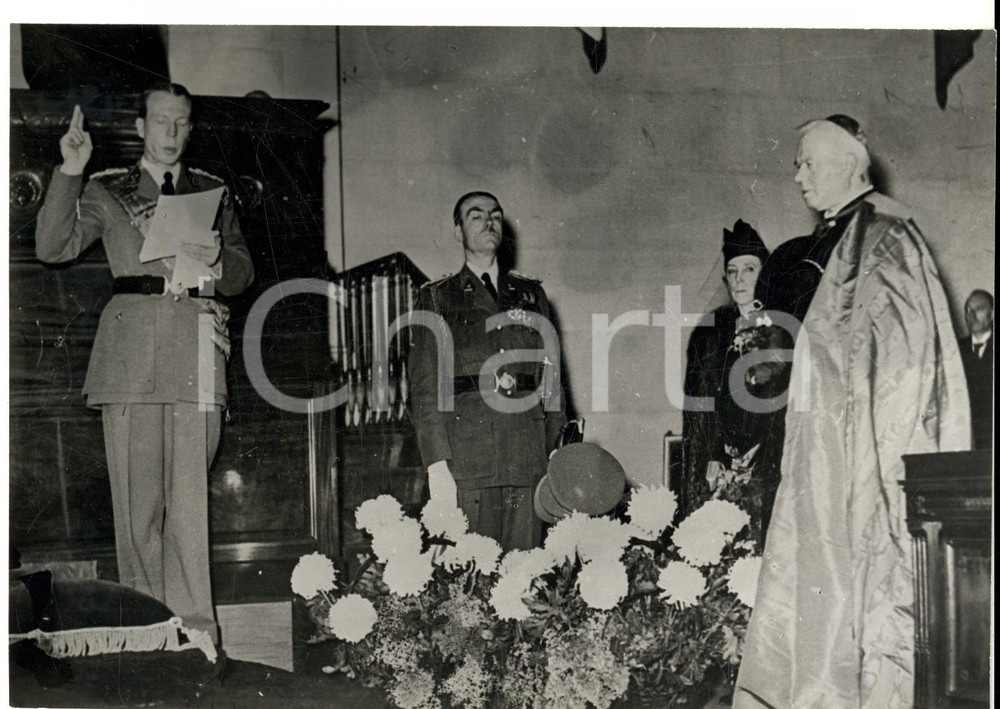 Fotografia d epoca originale 1945 ca BRUXELLES Giuramento Carlo Teodoro del BELGIO in chiesa RIPRODUZIONE 4 1